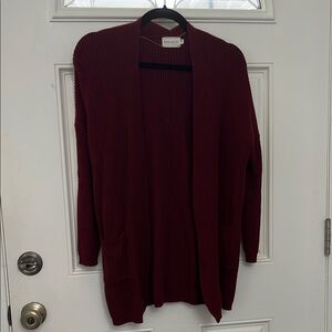 Dreamers Red Open Front Cardigan Sweater
